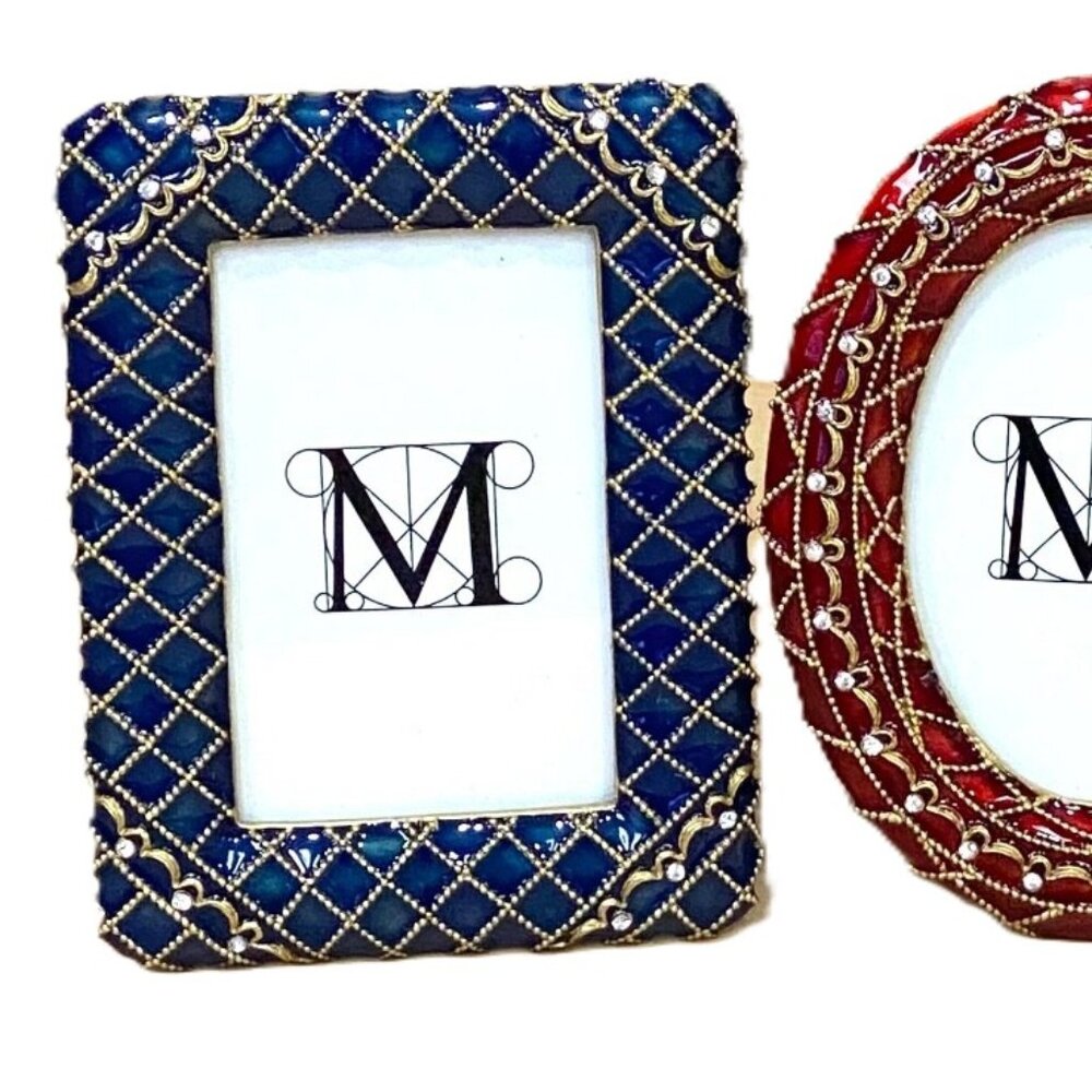 Metropolitan Museum of Art 3 Mini Photo Frames In Box Jeweled Enamel Lattice MMA - Picture 2 of 14